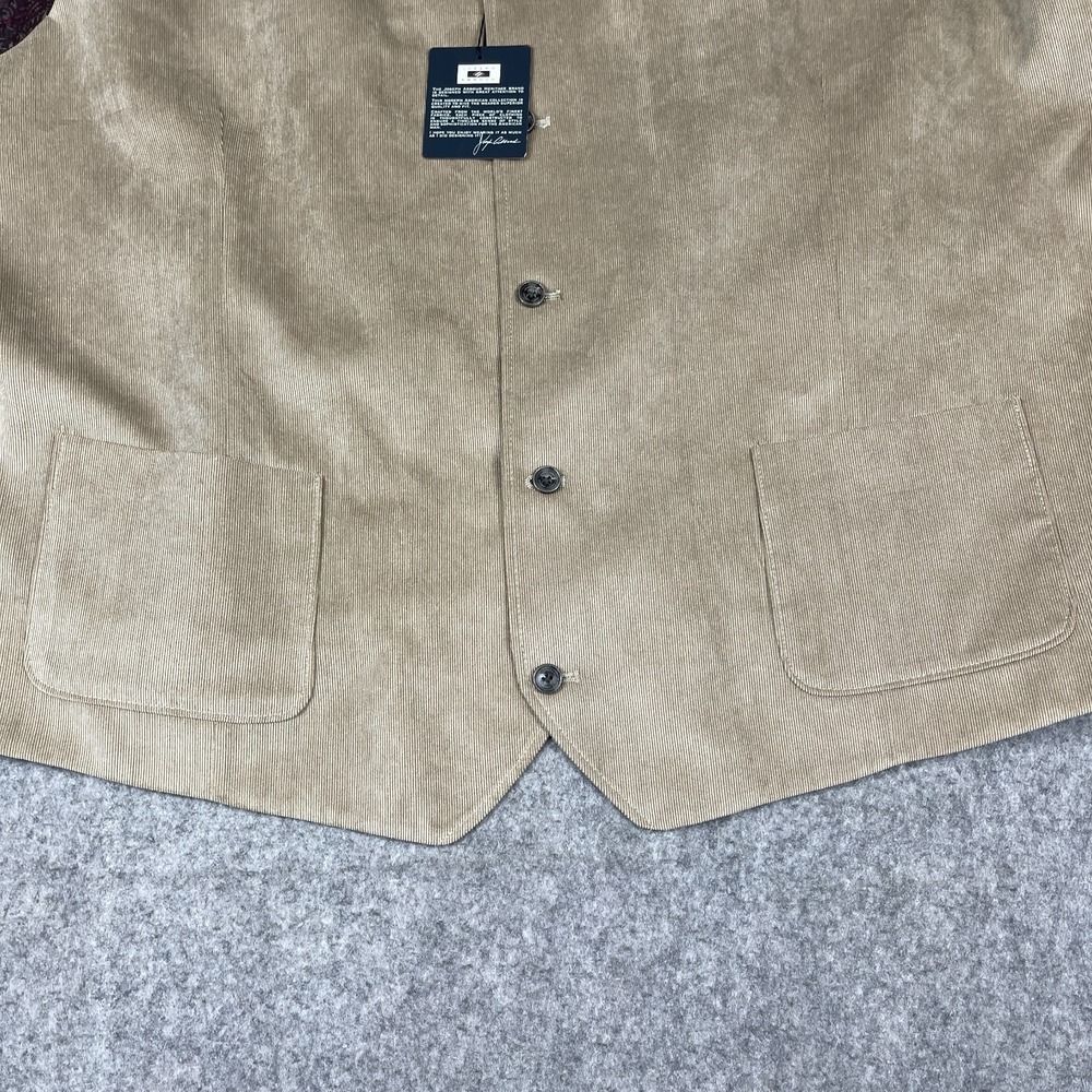 Joseph Abboud Vest Men 5XL Beige Paisley Lined Corduroy Pockets Dad Classic NEW - Picture 3 of 16